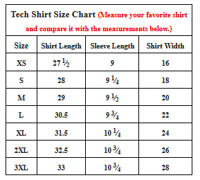 tech_shirt_size_chart - Mt Baldy run to the top